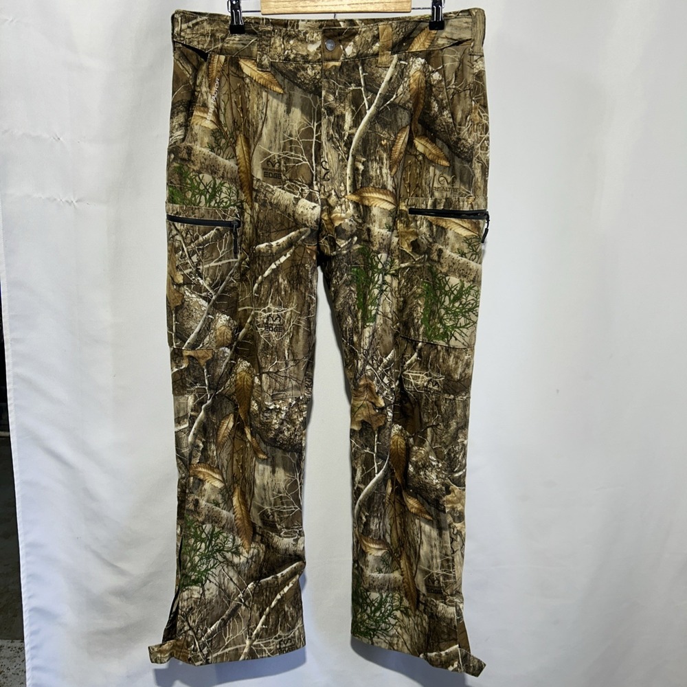 Realtree Brand Mens Large Camo Cold Weather Pants Scent Control Scent Factor Zip